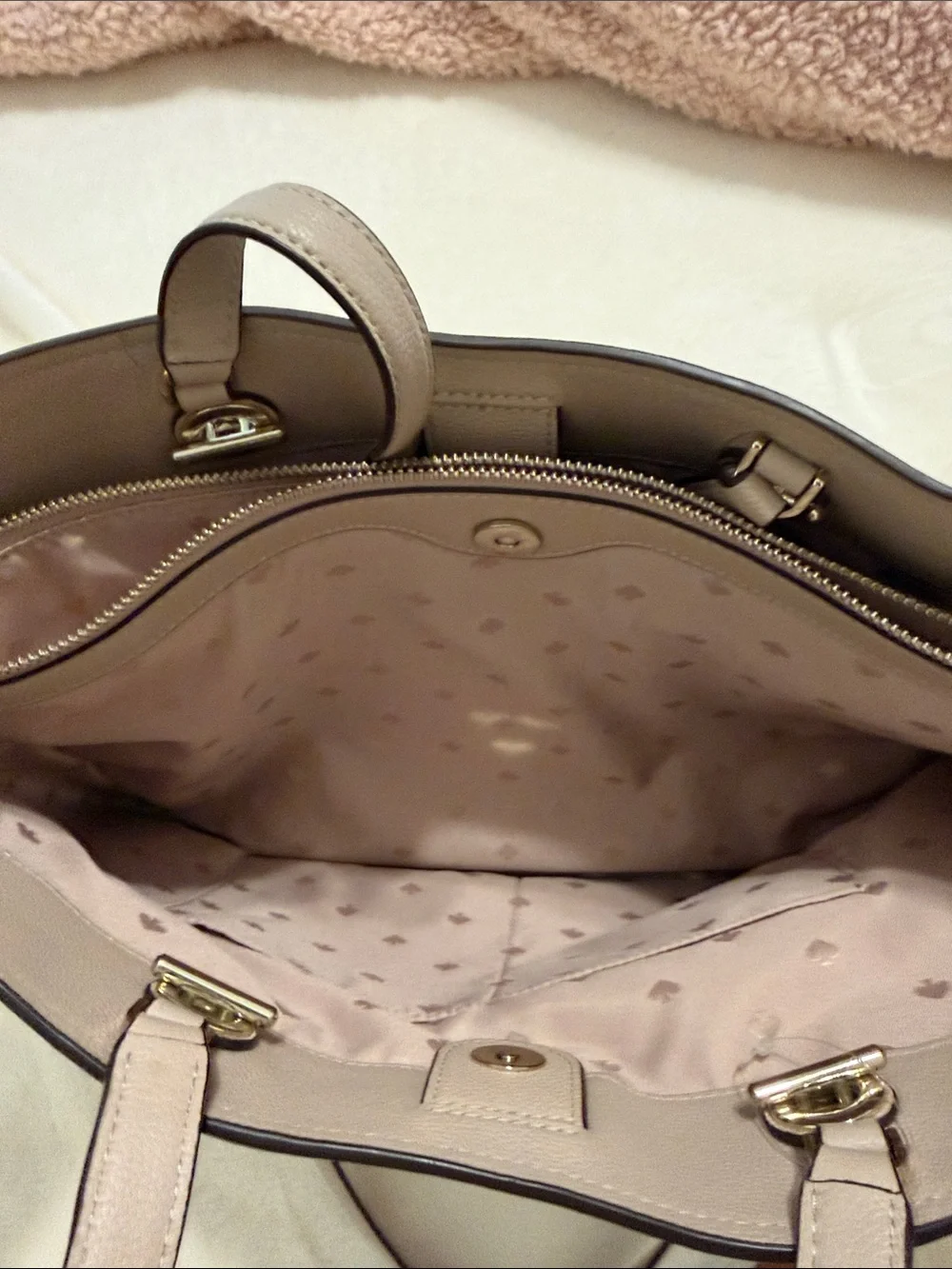 kate spade Dusty Taupe Leather Chain-Handle Tote